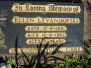 
Ellen LEVANDOFSKI,
born 17-8-1891 died 10-6-1983 aged 91 years;
St Michaels Catholic Cemetery, Lowood, Esk Shire
