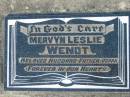 
Mervyn Leslie WENDT, husband father poppa;
Lowood Trinity Lutheran Cemetery (Bethel Section), Esk Shire
