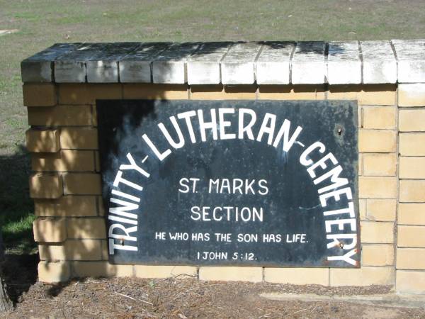 Lowood Trinity Lutheran Cemetery (St Mark's Section), Esk Shire  | 
