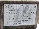 
Mabel Caroline SCHOLL, wife mother,
died 25 Aug 1934 aged 28 years;
Ma Ma Creek Anglican Cemetery, Gatton shire
