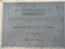 
Eric William BERRY,
died 5-7-1990 aged 67 years;
Maclean cemetery, Beaudesert Shire

