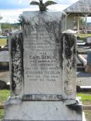 
Frederich W. BERLIN,
died 7 June 1912 aged 38 years;
Carl BERLIN,
died 8 Mar 1914 aged 75 years;
Johanna BERLIN,
died 28 Feb 1929 aged 83 years;
Marburg Lutheran Cemetery, Ipswich
