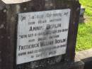 
Annie BERLIN, mother,
born 6 Sept 1869, died 24 Sept 1939;
Frederick William BERLIN, father,
born 22 Mar 1862, died 21 Apr 1940;
Marburg Lutheran Cemetery, Ipswich
