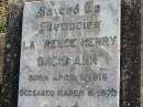 
Lawrence Henry BACHMANN,
born 1 April 1915 died 9 March 1970;
Marburg Lutheran Cemetery, Ipswich
