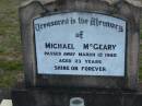 
Michael MCGEARY,
died 12 March 1980 aged 23 years;
Marburg Lutheran Cemetery, Ipswich
