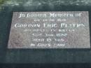 
Gordon Eric PETERS, son,
accidentally killed 30 Jan 1982 aged 18 years;
Marburg Lutheran Cemetery, Ipswich
