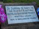 
Neville Raymond WENDT, son brother,
died 9 Nov 1966 aged 25 years;
Marburg Lutheran Cemetery, Ipswich
