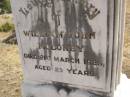 
William John MOLONEY,
died 21 March 1925 aged 23 years;
Meringandan cemetery, Rosalie Shire
