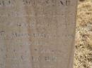 
Anna Maria LANG,
wife of Fred J. LANG,
died 1 May 1911? in 20th year;
Private J.C. LANG,
killed in action France 4 Oct 1917 aged 23 years,
son of J. & E. LANG;
Meringandan cemetery, Rosalie Shire
