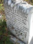 
Eunice LAVENDER,
born Wadhurst Sussex England 12 Feb 1887,
died Toowoomba 21 Feb 1890;
Annie LAVENDER,
auntie,
died 20 Sept 1962 aged 80 years;
Meringandan cemetery, Rosalie Shire
