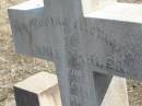 
Annie KAHLER,
wife of Fred KAHLER,
died aged 18 years;
Meringandan cemetery, Rosalie Shire

