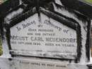 
August Carl NEUENDORF, husband father,
died 13 June 1930 aged 44 years;
Minden Baptist, Esk Shire
