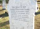 
Ludwig Ferdinand ZABEL, father,
born 18 Nov 1843 died 5 Nov 1913;
Fredericke ZABEL, mother,
born 21 May 1849 died 21 May 1915;
Ludwig & Friedericke arrived 3-11-1870,
reunion 2-11-1985;
St Johns Evangelical Lutheran Church, Minden, Esk Shire
