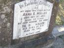
Anna E. MULLER, wife mother,
died 27 Nov 1951 aged 55 years;
David MULLER, husband father,
died 27 April 1970 aged 75 years;
St Johns Evangelical Lutheran Church, Minden, Esk Shire
