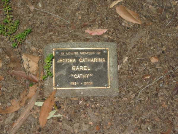 Jacoba Catharina (Cathy) BAREL,  | 1924 - 2002;  | Mooloolah cemetery, City of Caloundra  |   | 