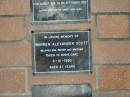 
Warren Alexander SCOTT,
son father brother,
died 3-12-1990 aged 41 years;
Mooloolah cemetery, City of Caloundra

