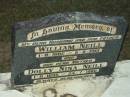 
William NEILL,
husband father,
1-8-1882 - 5-9-1961;
Dolly Nina NEILL,
mother,
1-11-1895 - 24-7-1980;
Mooloolah cemetery, City of Caloundra

