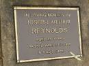 
Joseph Arthur REYNOLDS,
died 31-7-1996 aged 94 years;
Mooloolah cemetery, City of Caloundra
