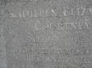 
Kathleen Elizabeth COURTNEY,
7-12-1930 - 14-1-1998
mother of Susan, Anne, Ken, Janet & Jacque,
nana;
Mooloolah cemetery, City of Caloundra
