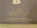
K.G. ASTON,
died 23 Oct 1996 aged 49 years,
husband of Bronwyn,
father of Kelli & Troy;
Mooloolah cemetery, City of Caloundra
