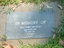 
Violet Frances Amy BUTLER,
died 7 Sept 1975 aged 79 years;
Moore-Linville general cemetery, Esk Shire
