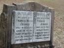 
Francis Bessie JENNER
12 Aug 1934
aged 60

Thomas JENNER
17 Jul 1956
aged 83

Mt Walker HistoricPublic Cemetery, Boonah Shire, Queensland


