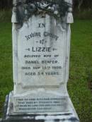 
Lizzie
(wife of) Daniel Benfer
13 Sep 1909, aged 34
Daniel Frederick
(infant son of D and L BENFER)
d: 7 Sep 1909, aged 1 month
Mt Cotton  Gramzow  Cornubia  Carbrook Lutheran Cemetery, Logan City

