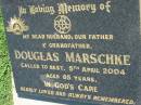 
Douglas MARSCHKE
5 Apr 2004, aged 85
Mount Beppo Apostolic Church Cemetery
