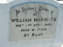 
William MARSCHKE
11 Apr 1944, aged 61
Mount Beppo Apostolic Church Cemetery
