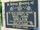 
Noel John SINCLAIR
5 Nov 1996, aged 54
Mount Beppo Apostolic Church Cemetery

