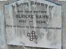 
Olricke HAHN
1861 - 1934
Mount Beppo Apostolic Church Cemetery
