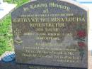 
Bertha Wilhelmina Louisa ROSENTRETER (nee BAUER)
b: 9 Apr 1884, d: 18 Feb 1923, aged 38
(erected by sons Bill and Arthur and grandsons Kerry, Wayne, Richard)
Mount Beppo Apostolic Church Cemetery
