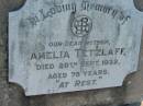 
Amelia TETZLAFF
29 Sep 1932, aged 78
Mount Beppo Apostolic Church Cemetery
