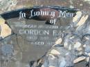
Gordon EASTELL,
husband father,
died 31 July 1964
aged 40 years;
Mt Beppo General Cemetery, Esk Shire
