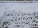 
Yvonne BARLOW,
remembered by Craig;
Mudgeeraba cemetery, City of Gold Coast
