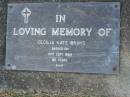 
Cecilia Kate BRIMS,
died 19 Sept 1969 aged 86 years;
Mudgeeraba cemetery, City of Gold Coast
