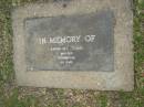 
Emma M.L. TOBIN,
died Dec 1951 aged 60 years;
Mudgeeraba cemetery, City of Gold Coast
