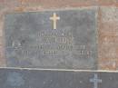 
Harold Alfred KURZ,
1911 - 1975,
husband of Pat,
father of Toni, Lauraine, Dale, Gaylene, Joanne,
Nigel & Simon;
H.A. KURZ,
died 7 Sept 1975 aged 63 years;
Lauraine KURZ,
died 30 Nov 2002,
mate of Peter;
Mudgeeraba cemetery, City of Gold Coast
