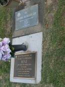 
Alan Kevin HINE,
died 1 Jan 1986 aged 63 years,
husband father;
Mary Catherine HINE,
died 7 April 2007 aged 82 years,
mother grandmother great-grandmother;
Mudgeeraba cemetery, City of Gold Coast
