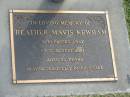 
Heather Mavis NEWHAM,
died 31 Aug 2001 aged 82 years;
Mudgeeraba cemetery, City of Gold Coast
