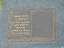 
Barry Clive CLAYTON,
12-6-1936 - 5-4-2002,
husband of Maxine;
Mudgeeraba cemetery, City of Gold Coast
