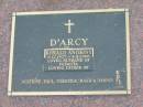 
Ronald Anthony DARCY,
6-12-1927 - 4-8-2006,
husband of Patricia,
father of Josephine, Paul, Veronica, Mark & Damian;
Mudgeeraba cemetery, City of Gold Coast
