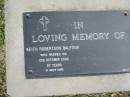 
Keith Robertson BALFOUR,
died 13 Oct 2003 aged 87 years;
Mudgeeraba cemetery, City of Gold Coast
