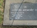 
John Deane MARTIN,
31-10-1916 - 29-1-1997,
husband of Patricia,
father of Peter & Paul;
Mudgeeraba cemetery, City of Gold Coast
