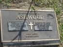 
Thelma May ASHWOOD,
died 17-8-93 aged 78 years,
wife mother grandmother;
Mervyn Francis ASHWOOD,
died 15 March 1992 aged 75 years,
husband father grandfather;
Mudgeeraba cemetery, City of Gold Coast
