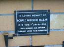 
Donald Murdoch MCLEAN,
2-9-1918 - 26-8-1994,
husband dad pepa;
Mudgeeraba cemetery, City of Gold Coast
