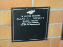 
Allan J.L. CORBETT,
16-9-1925 - 18-2-2000,
husband father grandfather;
Mudgeeraba cemetery, City of Gold Coast
