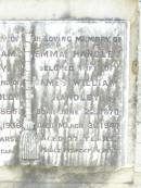 
James William HANDLEY,
husband of Emma HANDLEY,
born 3 June 1865 died 23 Feb 1936 aged 70 years;
Emma HANDLEY,
wife of James William HANDLEY,
born 22 June 1870 died 31 March 1947 aged 77 years;
Murphys Creek cemetery, Gatton Shire
