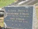 
Bartholomew OREGAN,
died 12 April 1967 aged 80 years;
Alice OREGAN,
died 8 Dec 1967 aged 61 years;
Murwillumbah Catholic Cemetery, New South Wales

