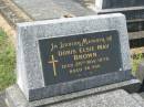
Doris Elsie May BROWN,
died 20 Nov 1979 aged 76 years;
Murwillumbah Catholic Cemetery, New South Wales
